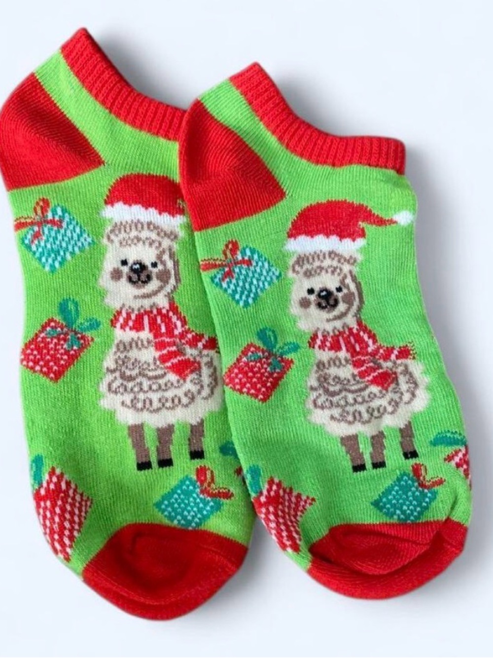 Christmas socks with alpacas